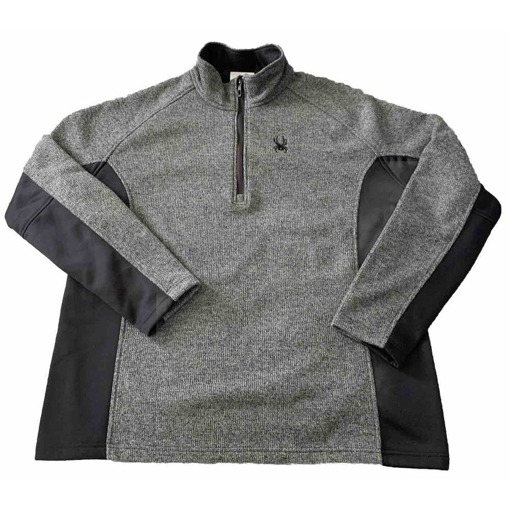 SPYDER Mens XXL Pullover Sweater Jacket 1/4 Zip Grey Black Style 199307